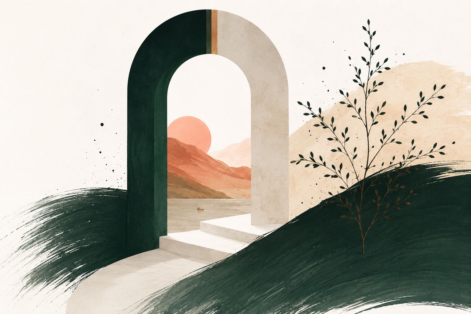 Abstract green arch illustration